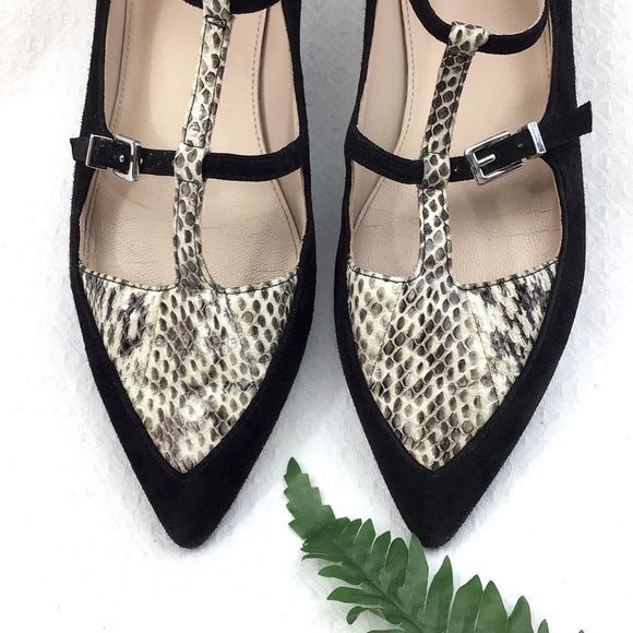 Marc Fisher Black Suede Snakeskin Flats - Picture 5 of 11